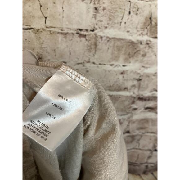 Ellen Tracy Linen Pants Womens Large Tan Relaxed Beachy Lagom Neutral Drawstring - Picture 14 of 16